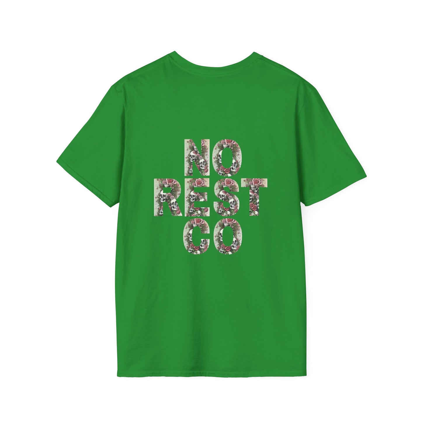 No Rest Co. Floral Graphic T-Shirt - Skulls and Nature Inspired Design