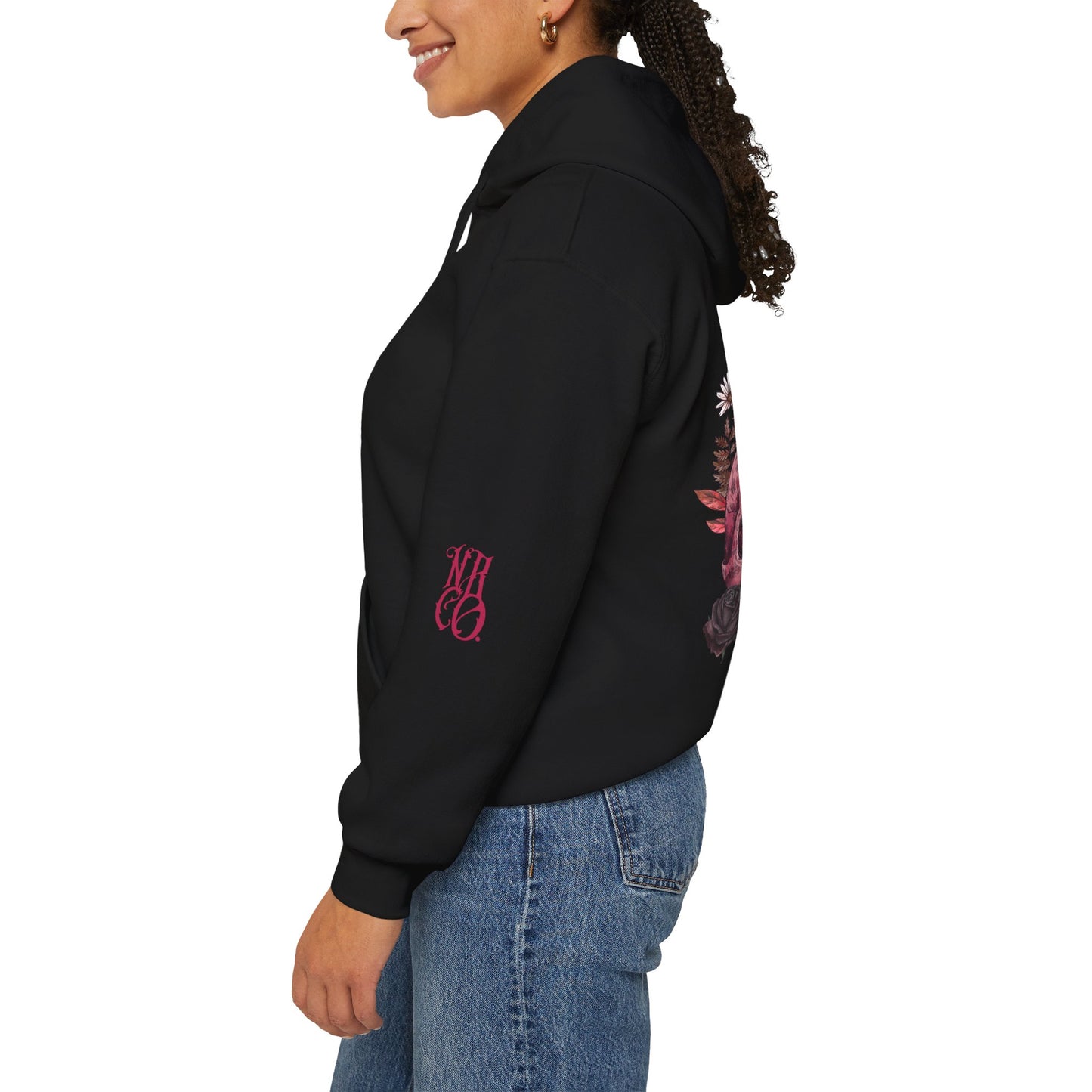 Skull Floral Hooded Sweatshirt - Heavy Blend™