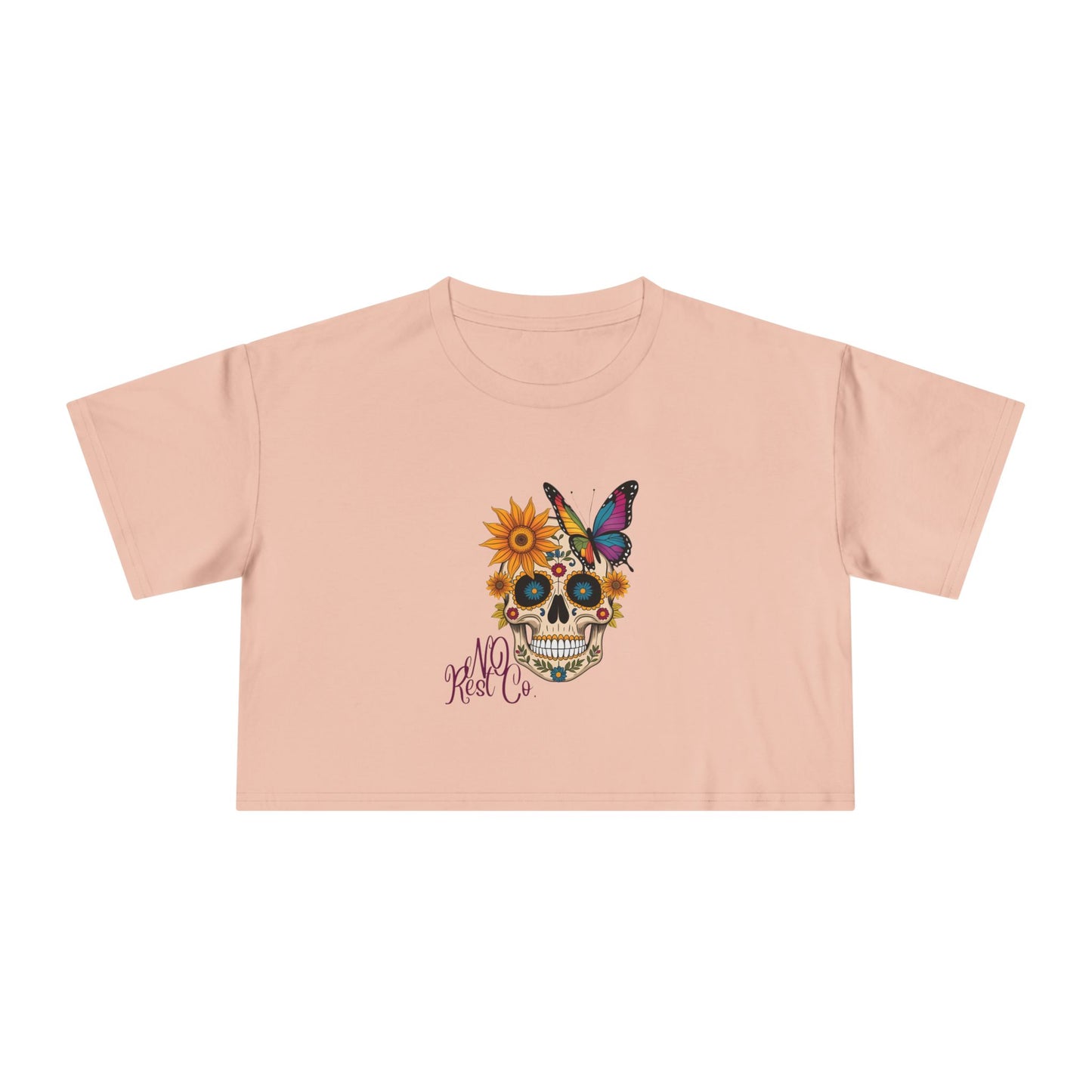 Timeless Floral Skull Women's Crop Tee for Boho Fashion Lovers