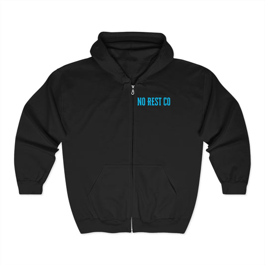 No Rest Co. Full Zip Hoodie - Edgy Skull & Butterfly Design