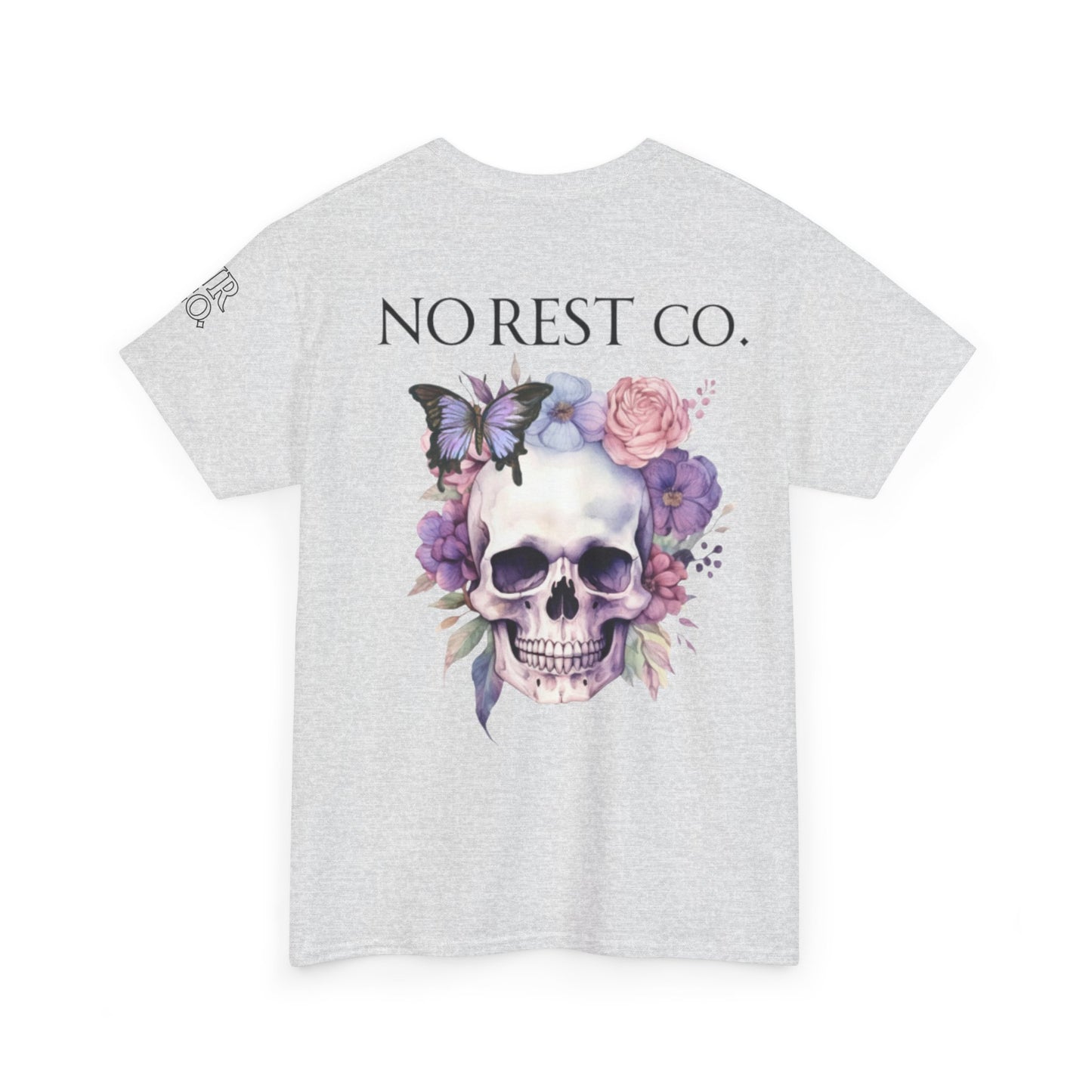 No Rest Co. Heavy Cotton Tee - Floral Skull Graphic T-Shirt