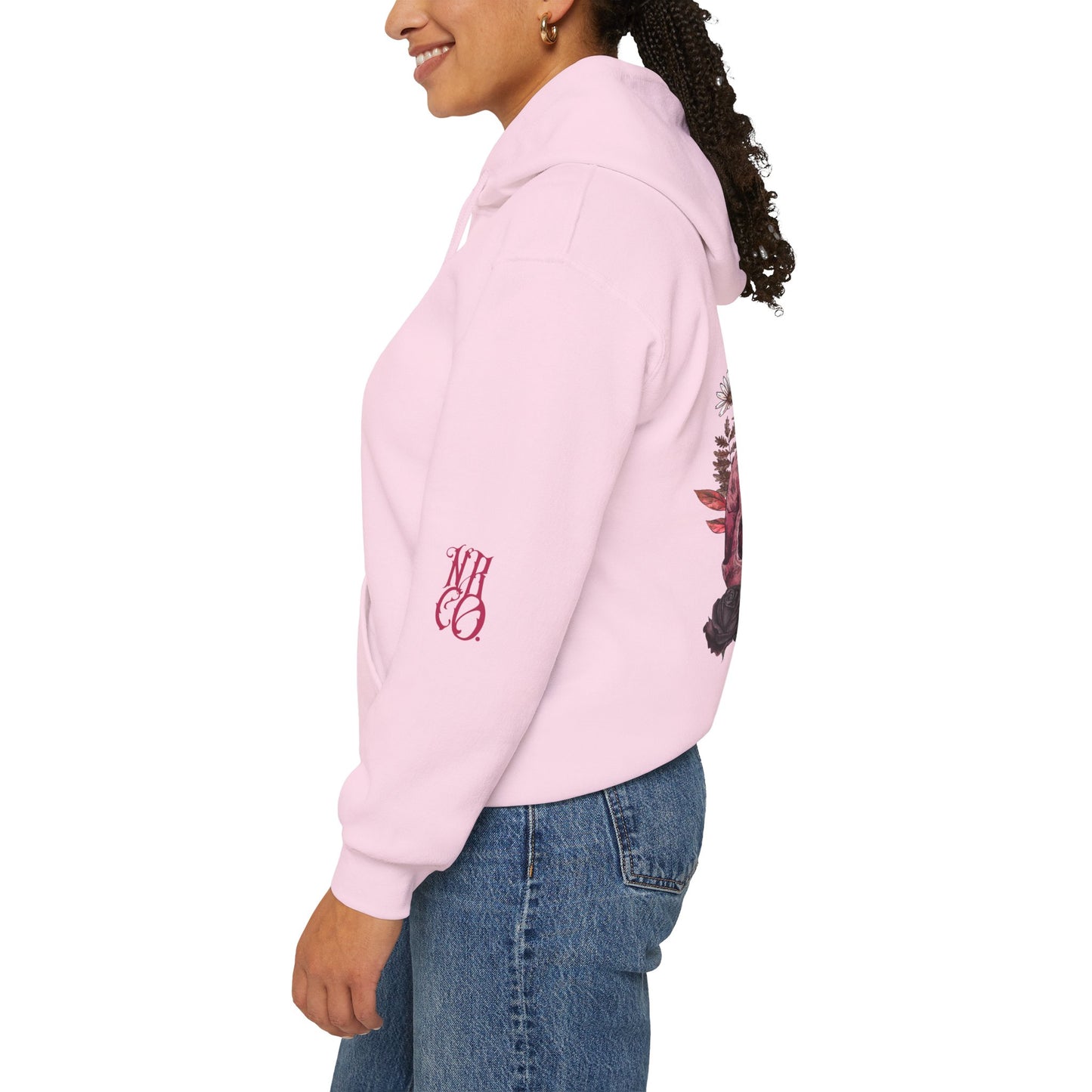 Skull Floral Hooded Sweatshirt - Heavy Blend™