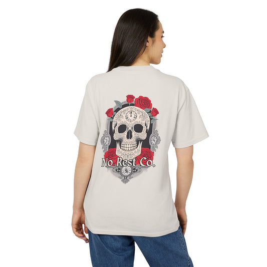 No Rest Co. Heavy Faded Skull Tee - Vintage Aesthetic