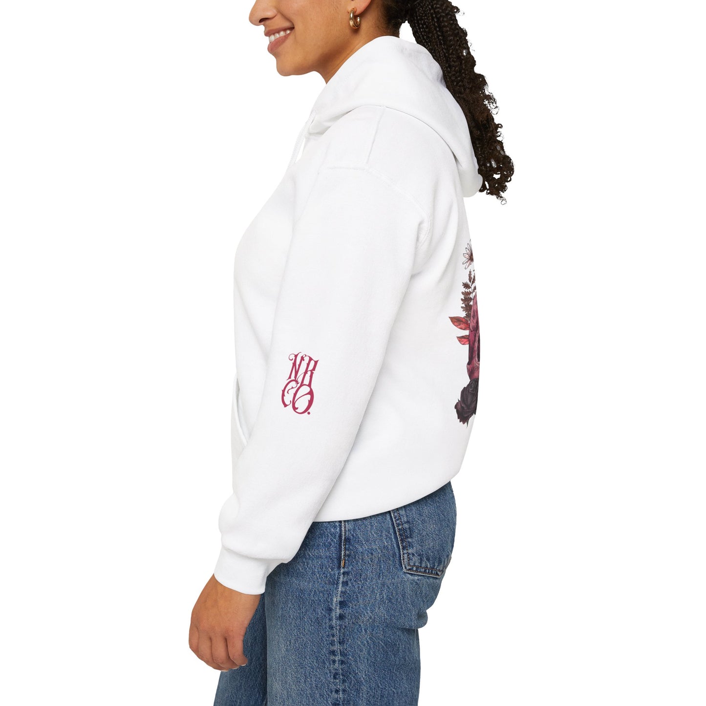 Skull Floral Hooded Sweatshirt - Heavy Blend™