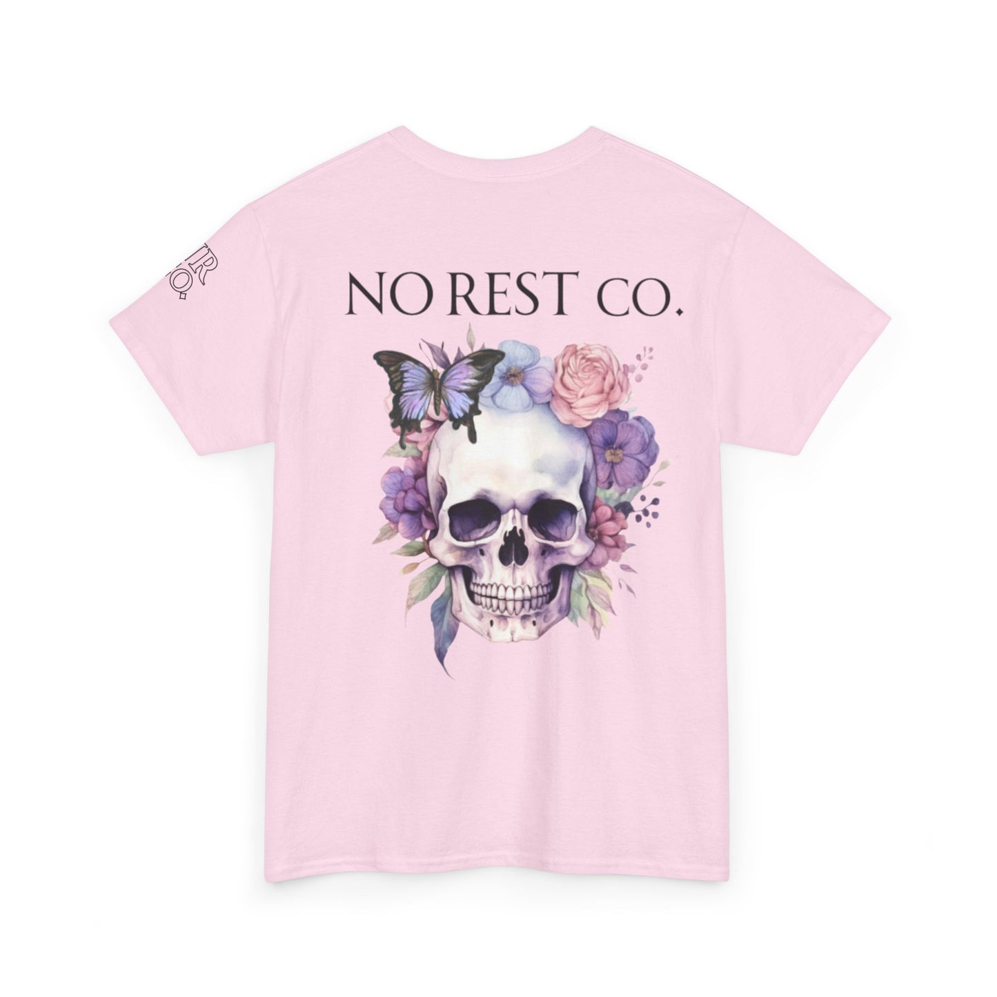 No Rest Co. Heavy Cotton Tee - Floral Skull Graphic T-Shirt