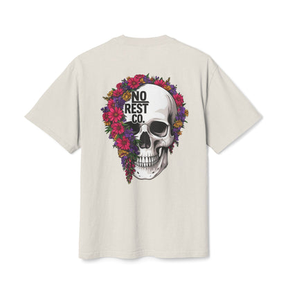 No Rest Co. Floral Skull Graphic Tee - Heavy Faded T-Shirt