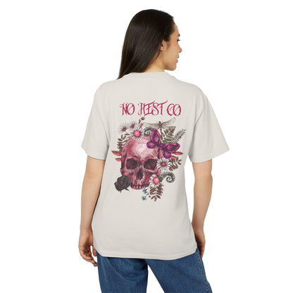 Heavy Faded Tee - No Hesitation Floral Skull Design