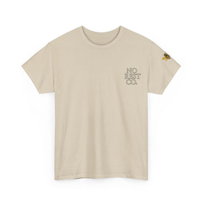 Day of the Dead Inspired Heavy Cotton Tee - No Rest Co. Skull & Sunflower Design