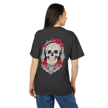 No Rest Co. Heavy Faded Skull Tee -  Vintage Aesthetic