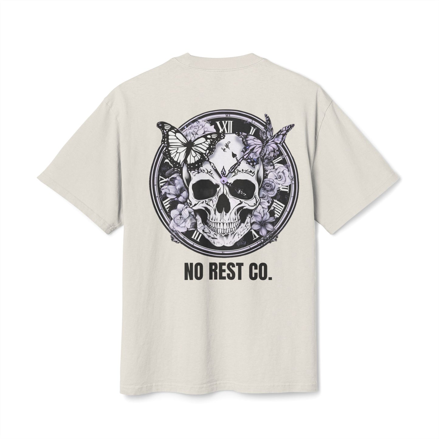 Faded Tee - No Rest Co. Skull and Butterfly Design