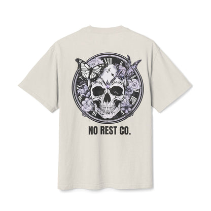Faded Tee - No Rest Co. Skull and Butterfly Design