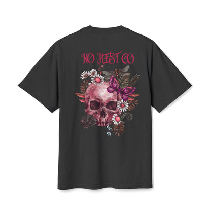 Heavy Faded Tee - No Hesitation Floral Skull Design