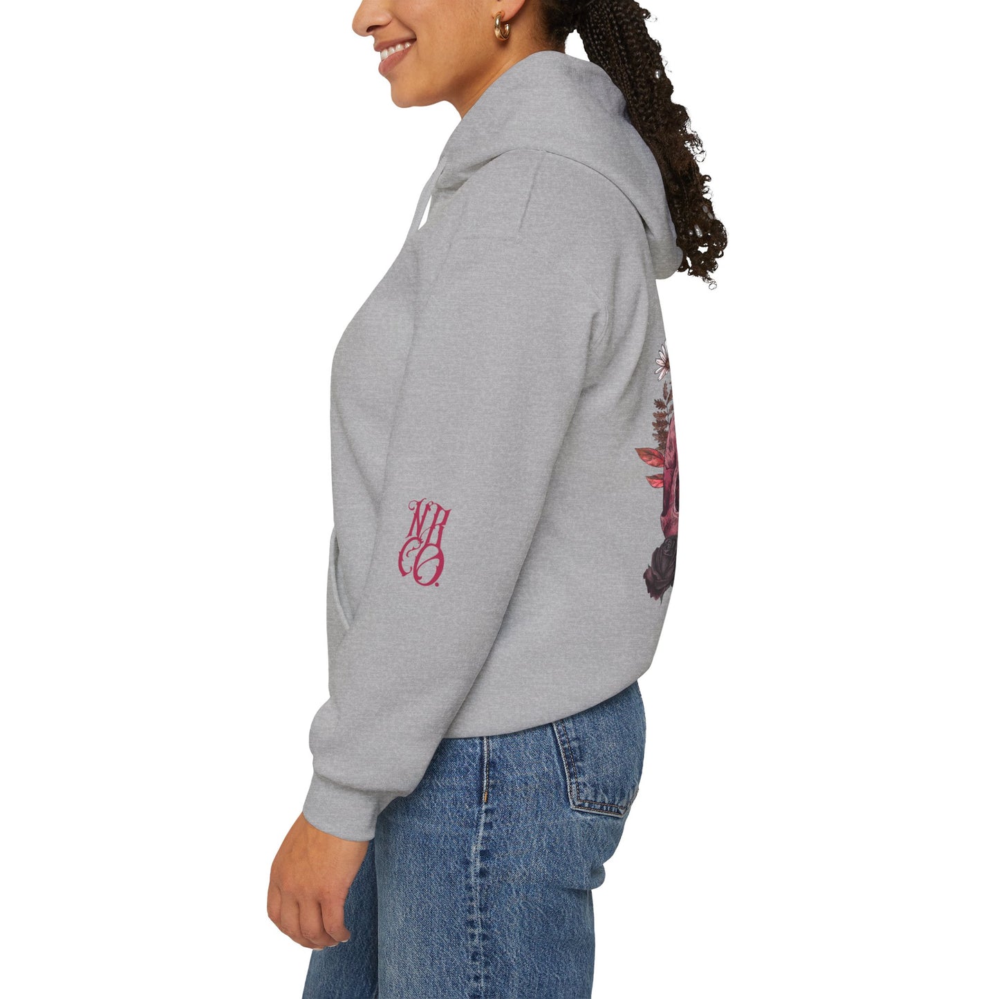 Skull Floral Hooded Sweatshirt - Heavy Blend™