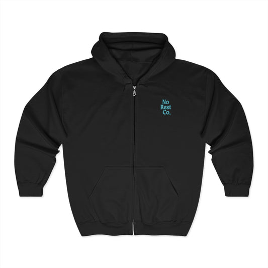 No Rest Co. Unisex Full Zip Hoodie - Edgy Skull & Butterfly Design