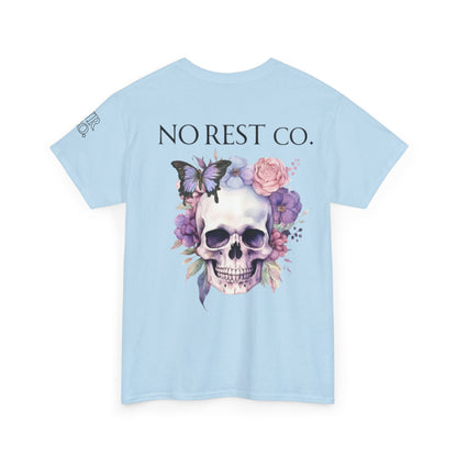 No Rest Co. Heavy Cotton Tee - Floral Skull Graphic T-Shirt