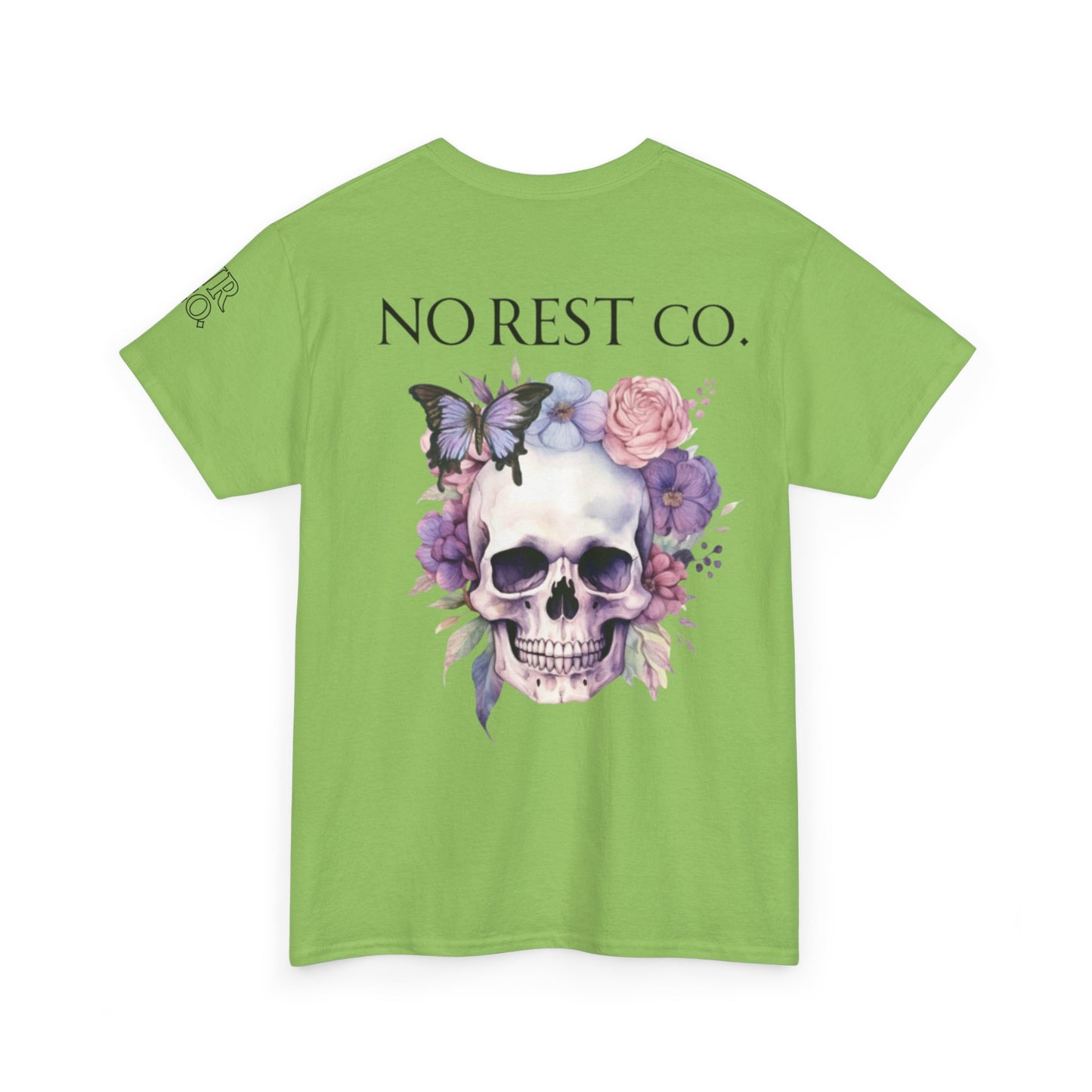 No Rest Co. Heavy Cotton Tee - Floral Skull Graphic T-Shirt