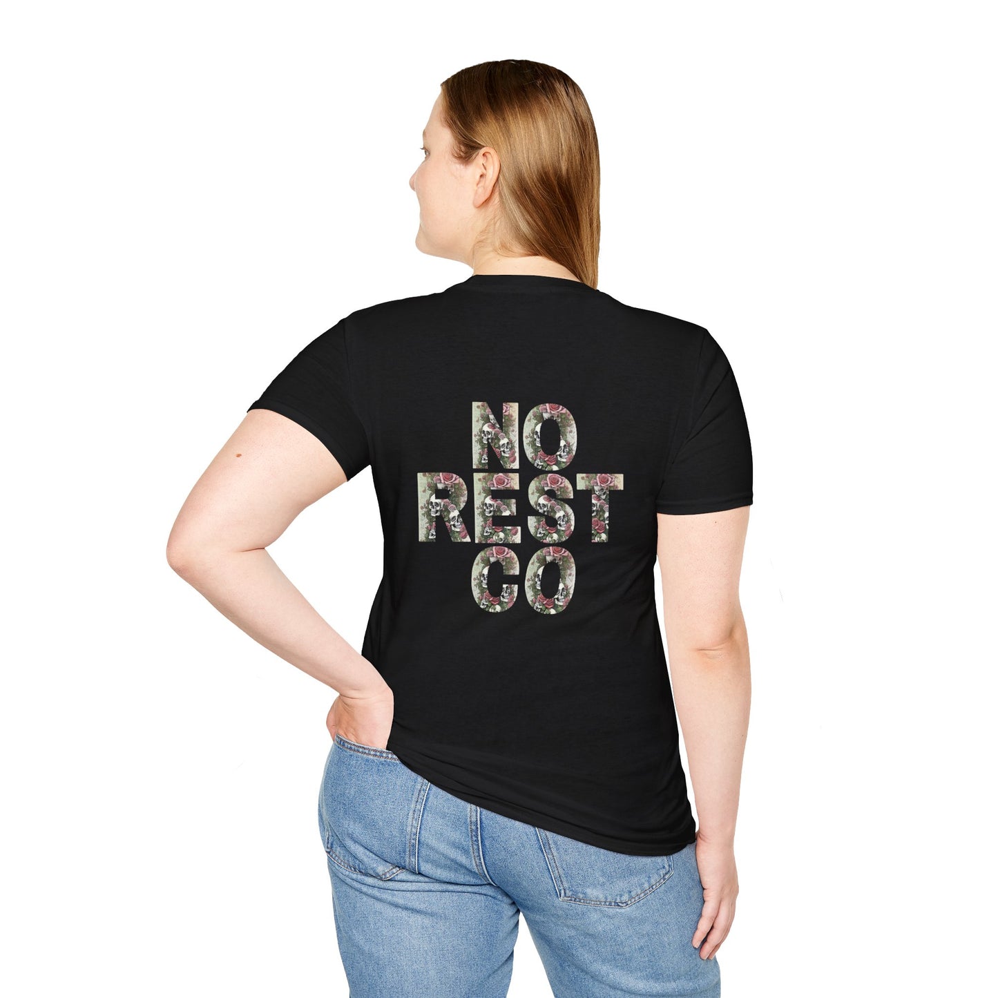 Floral Graphic T-Shirt - "NO REST CO" Nature-Inspired Design