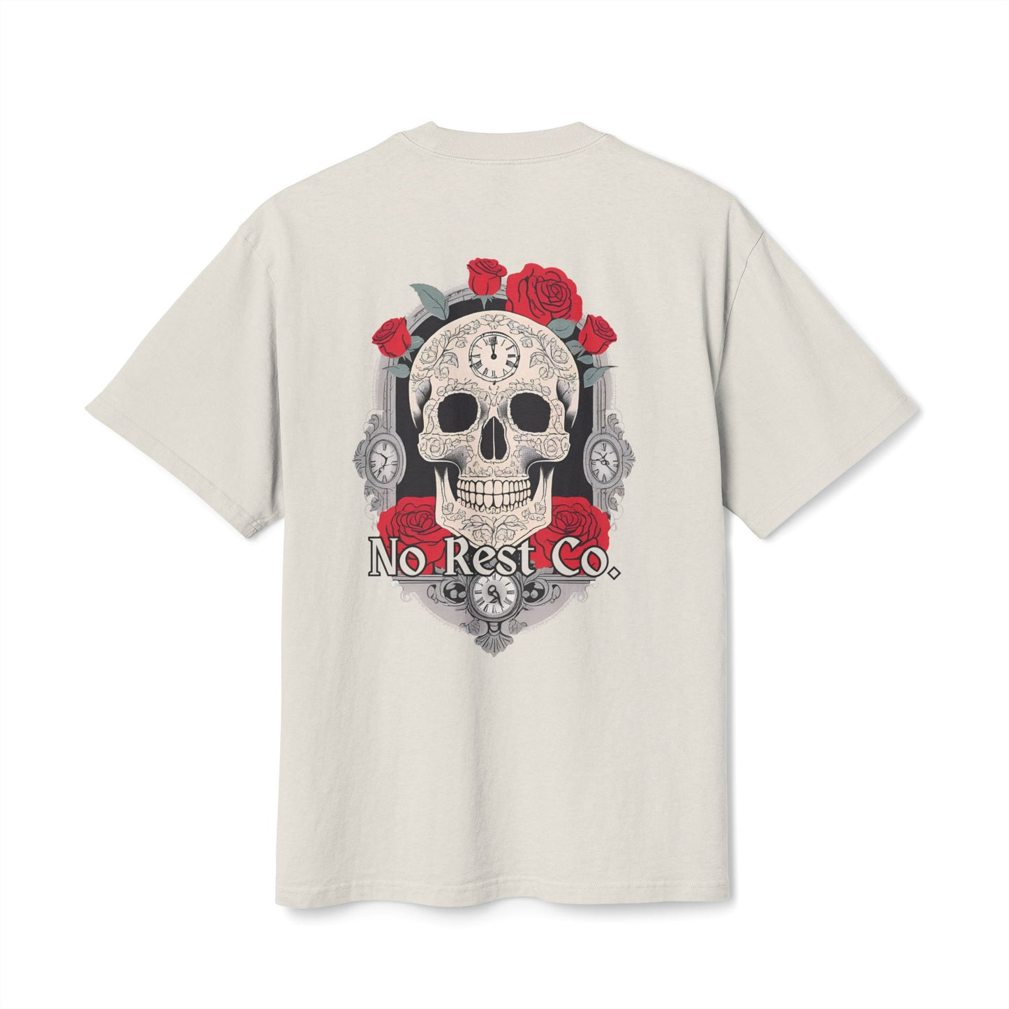 No Rest Co. Heavy Faded Skull Tee -  Vintage Aesthetic