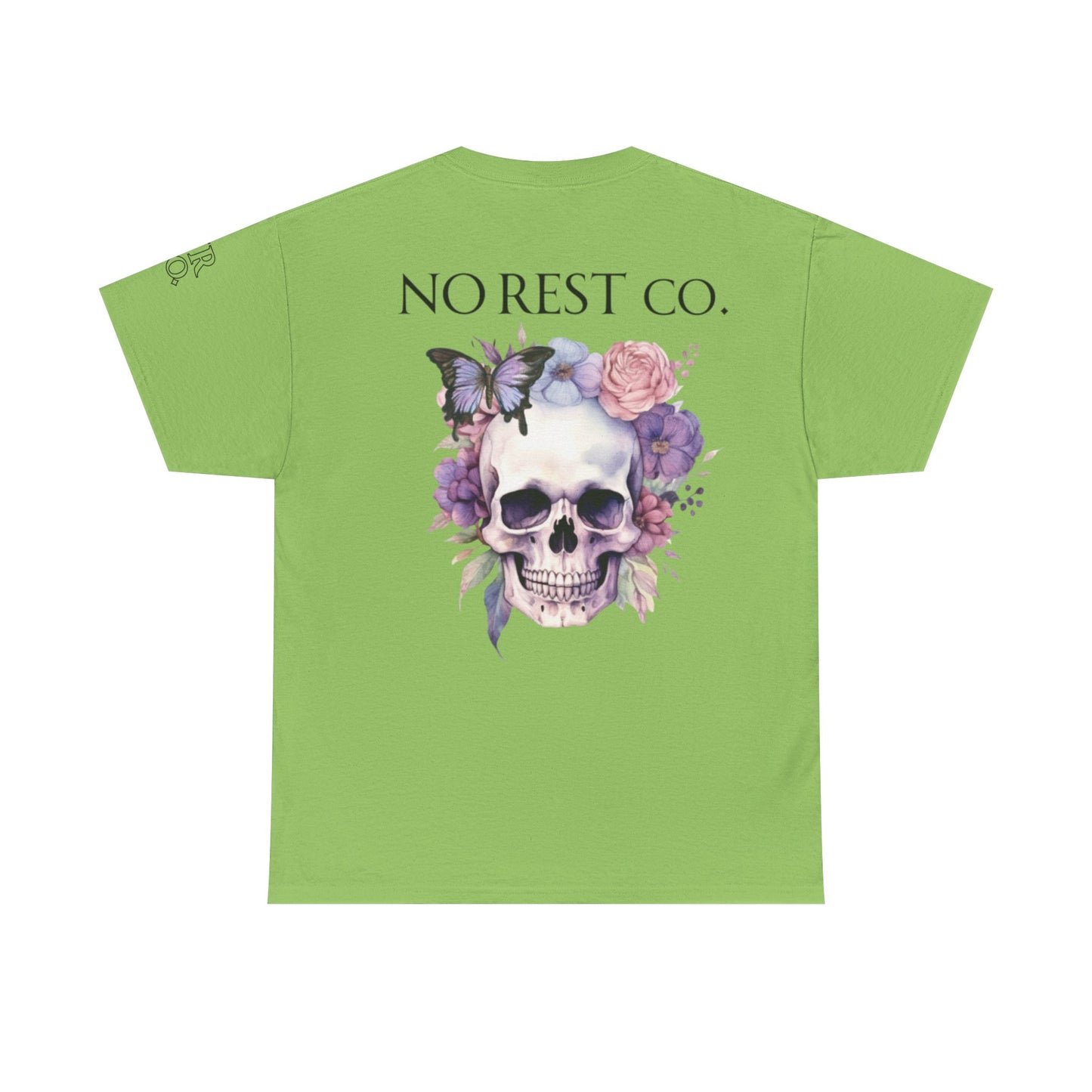 No Rest Co. Heavy Cotton Tee - Floral Skull Graphic T-Shirt