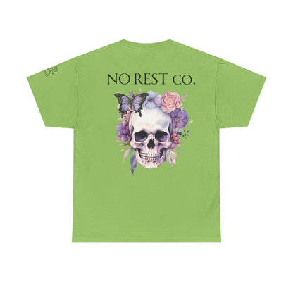 No Rest Co. Heavy Cotton Tee - Floral Skull Graphic T-Shirt