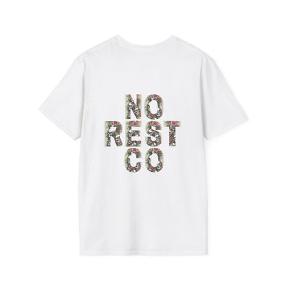 Floral Graphic T-Shirt - "NO REST CO" Nature-Inspired Design