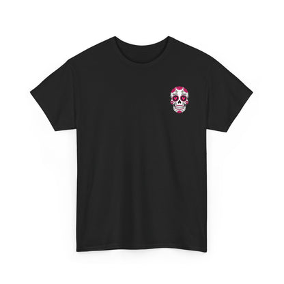 Dia de los Muertos Skull Tee - Cotton T-Shirt with Floral Heart Design