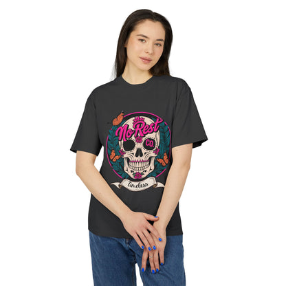 No Rest Co. Heavy Faded Tee - Timeless Skull & Butterflies Graphic Shirt