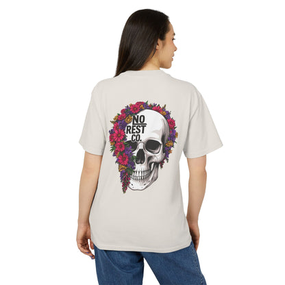 No Rest Co. Floral Skull Graphic Tee - Heavy Faded T-Shirt