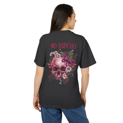 Heavy Faded Tee - No Hesitation Floral Skull Design