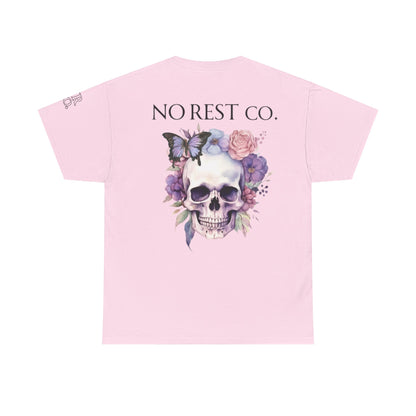 No Rest Co. Heavy Cotton Tee - Floral Skull Graphic T-Shirt