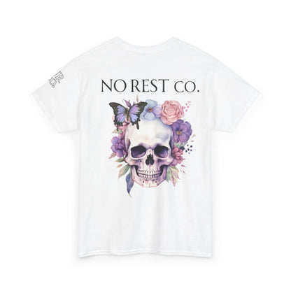 No Rest Co. Heavy Cotton Tee - Floral Skull Graphic T-Shirt