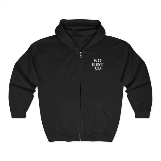No Rest Co. Skull Floral Full Zip Hoodie - Heavy Blend Sweatshirt