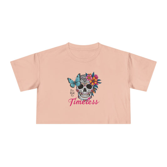 Timeless Floral Skull Women's Crop Tee for Boho Fashion Lovers