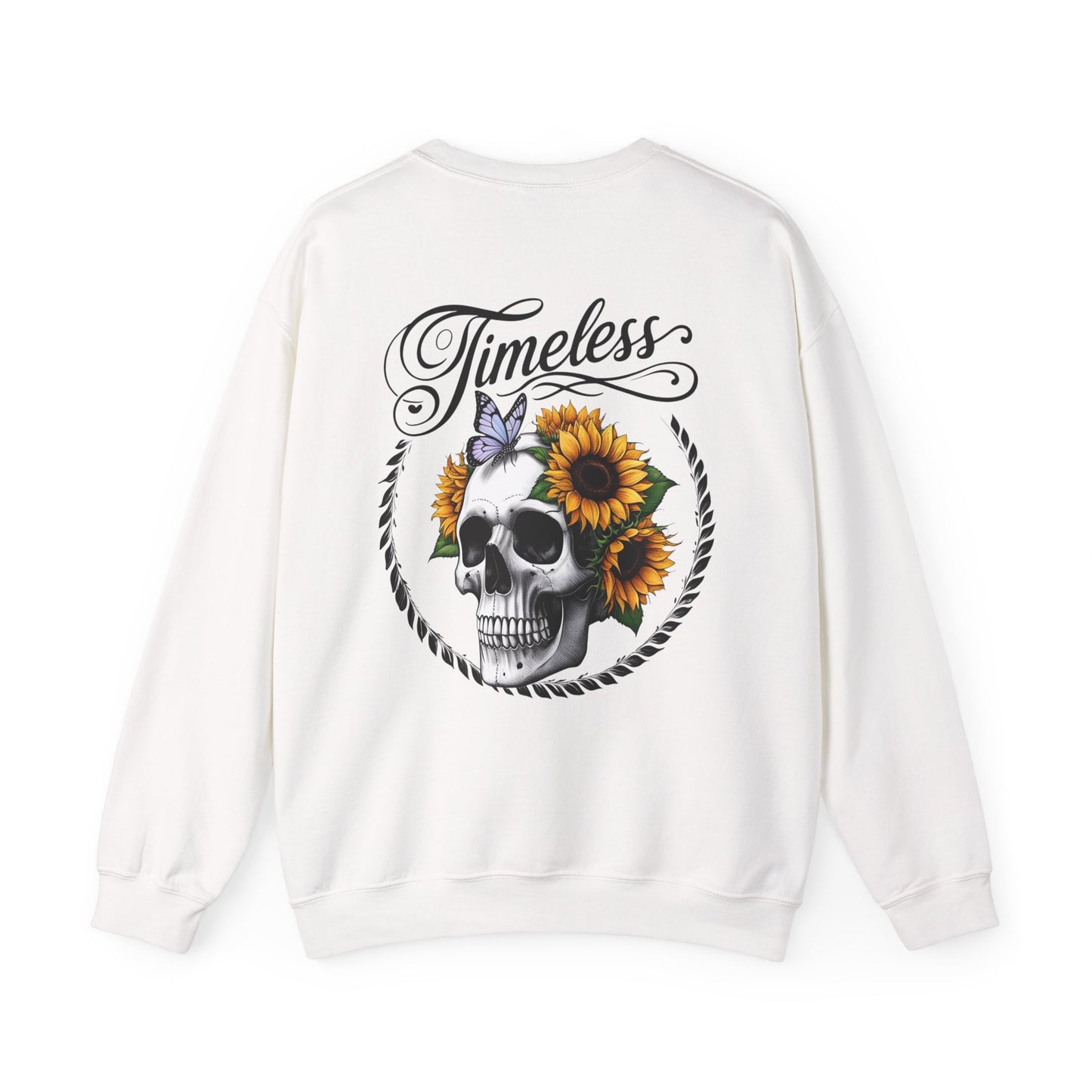 Spirit Heavy Blend Crewneck Sweatshirt with Floral Skull Design