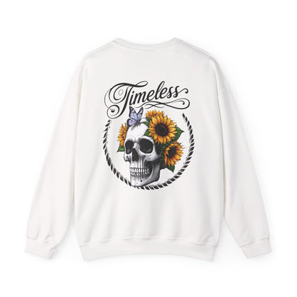 Spirit Heavy Blend Crewneck Sweatshirt with Floral Skull Design