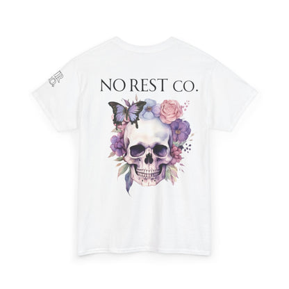 No Rest Co. Heavy Cotton Tee - Floral Skull Graphic T-Shirt