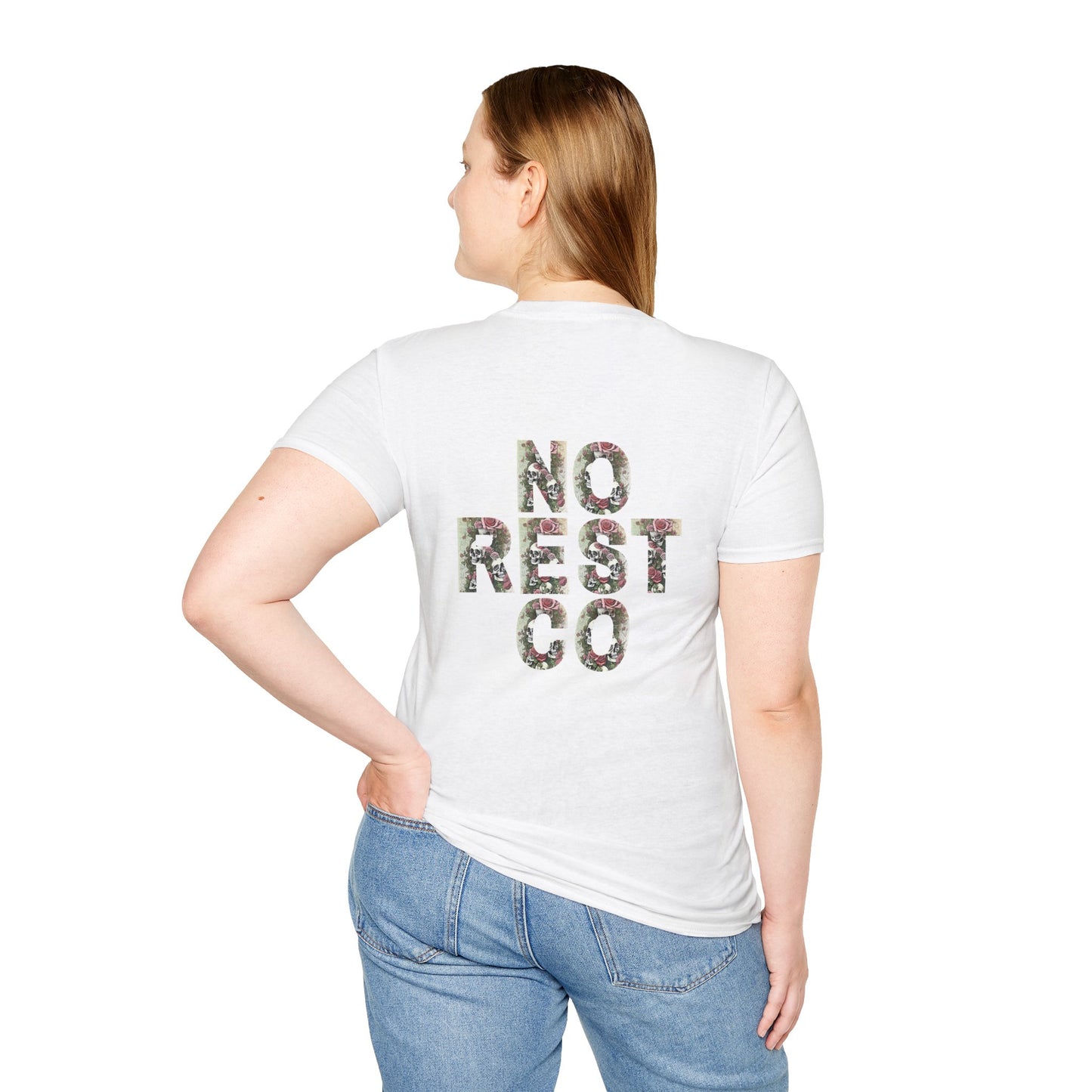 Floral Graphic T-Shirt - "NO REST CO" Nature-Inspired Design