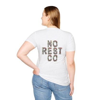 Floral Graphic T-Shirt - "NO REST CO" Nature-Inspired Design